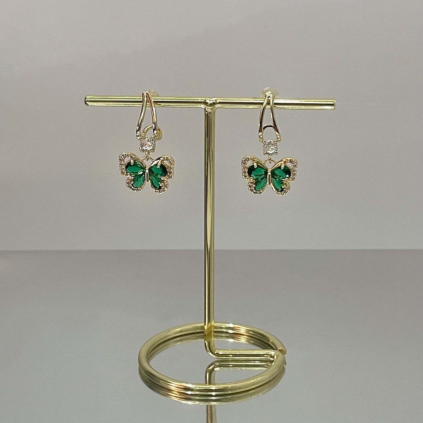 Emerald Flutter Zirconia Earrings