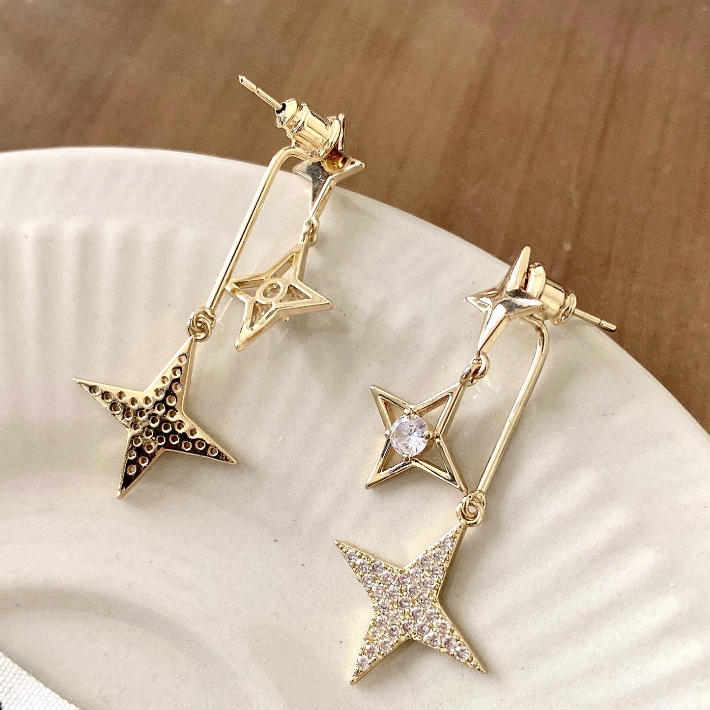 Gold Star Zirconia Earrings