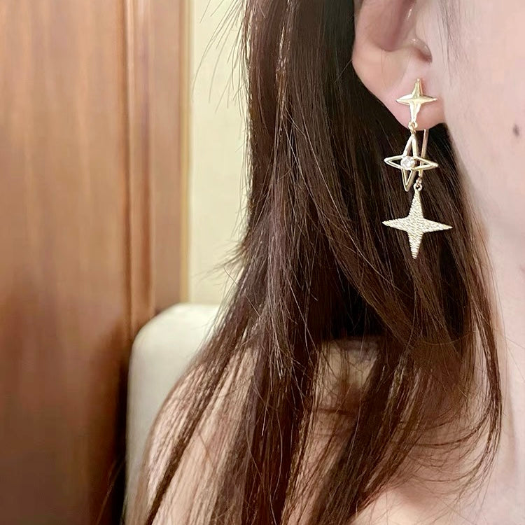 Gold Star Zirconia Earrings