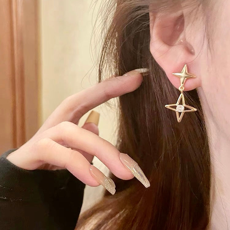 Gold Star Zirconia Earrings